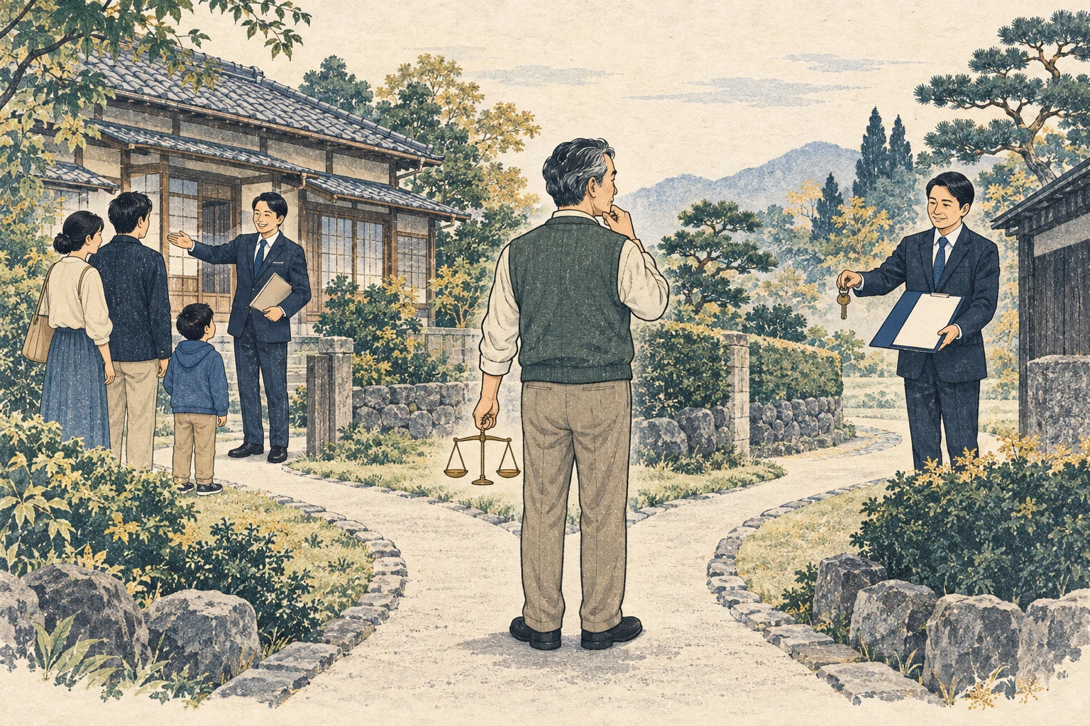 住宅売却の仲介と不動産会社による直接買取を比較する売主