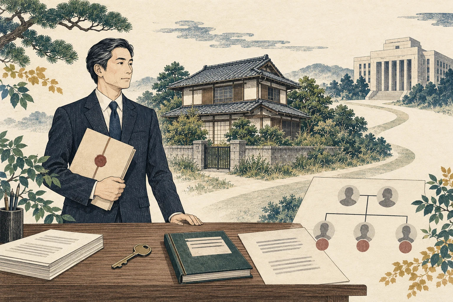 相続人がいない不動産について家庭裁判所への申立資料を整理する人