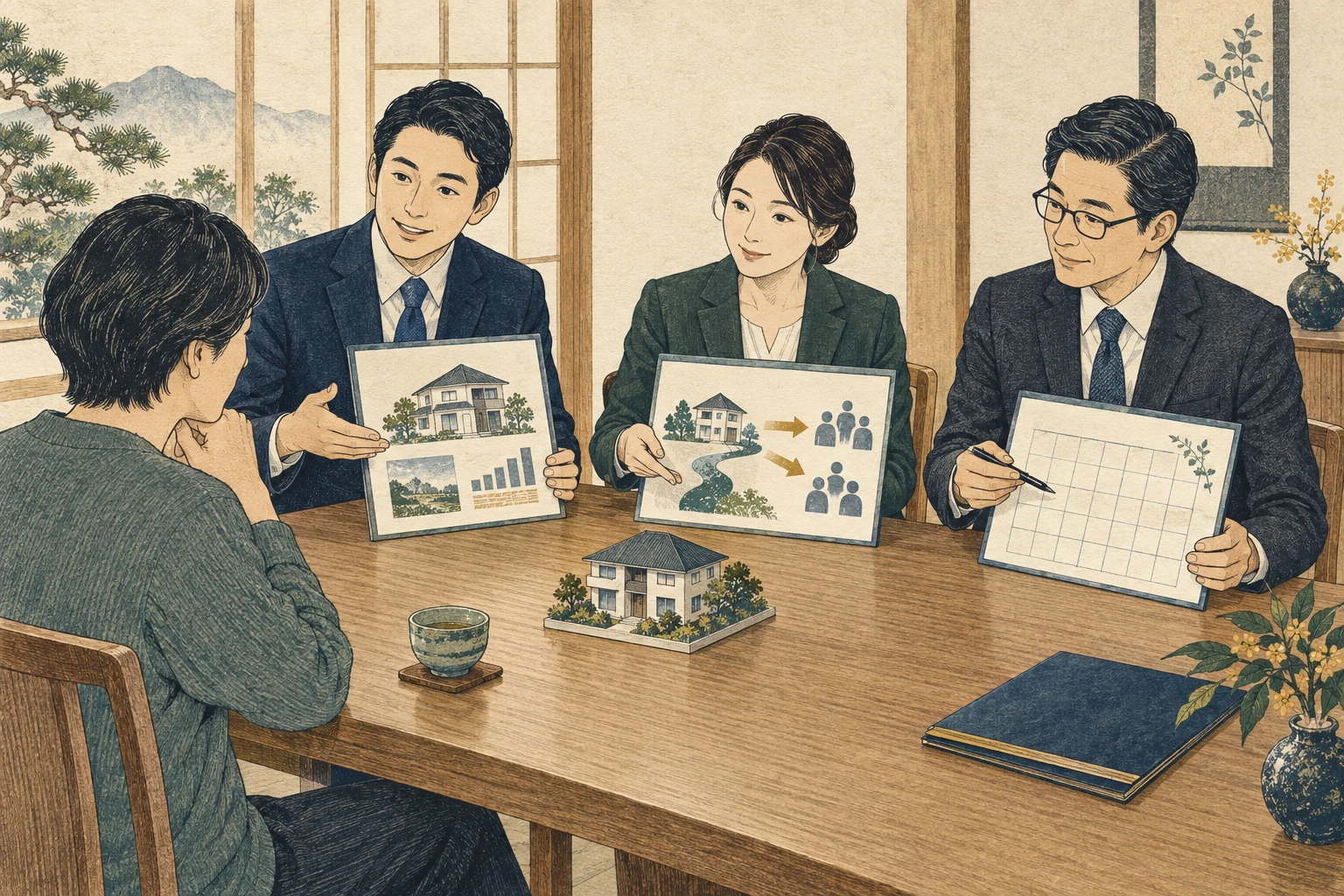 査定根拠、販売計画、担当体制を比べて不動産会社を選ぶ売主