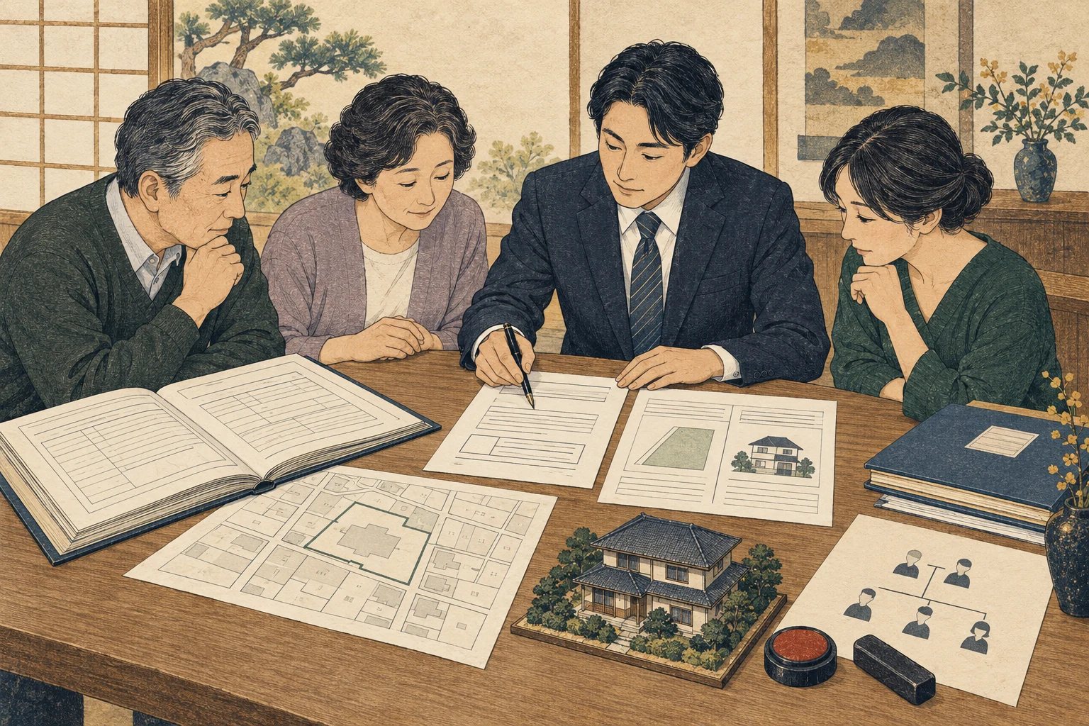 登記どおりの不動産表示と取得条件を協議書へまとめる相続人
