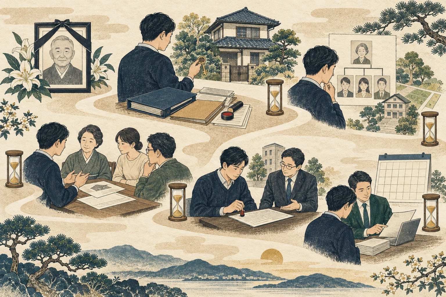 親が亡くなった後の不動産相続手続きを期限ごとに整理する家族