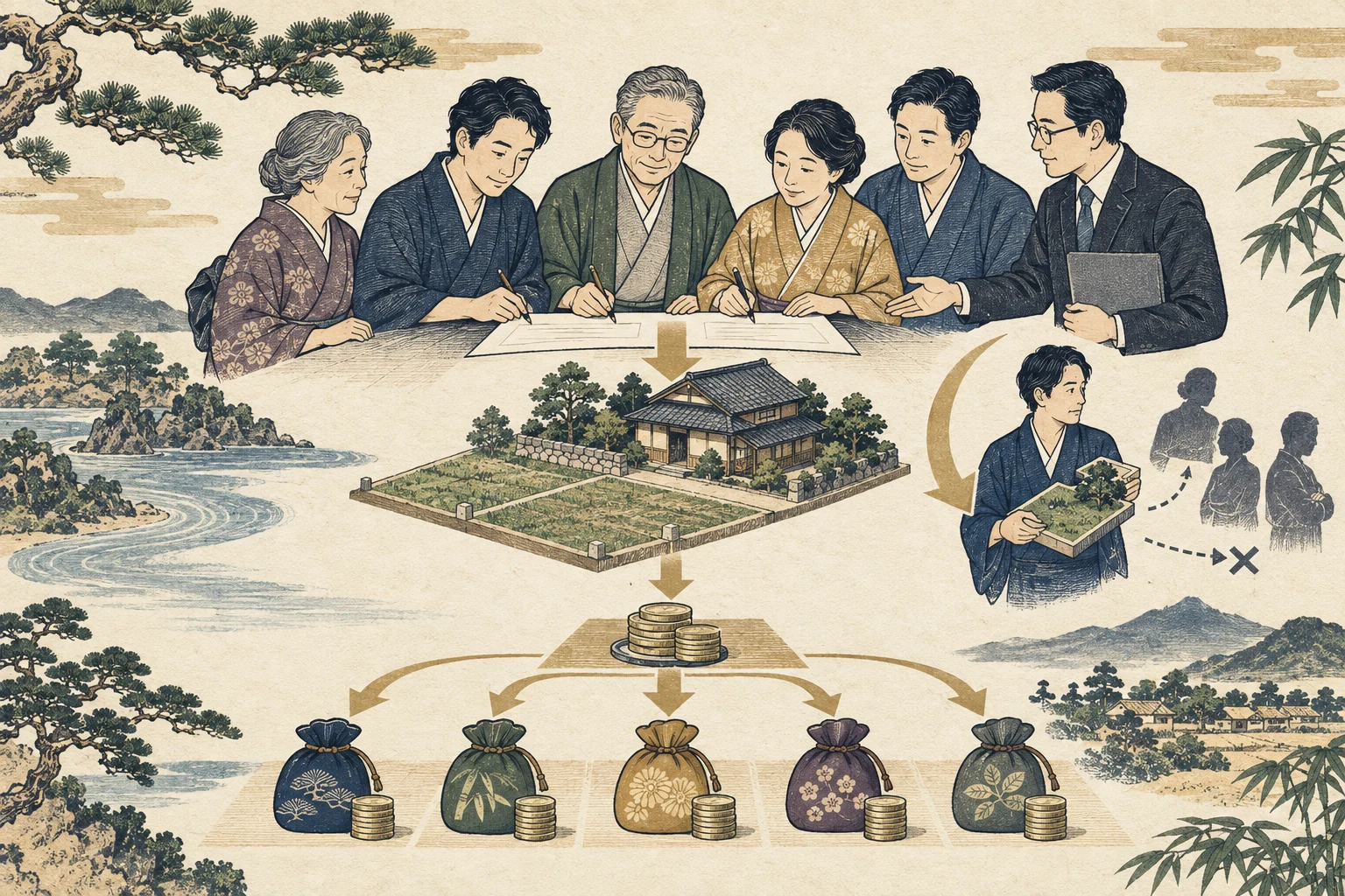 相続した共有名義の家について持分・費用・売却条件を話し合う共有者