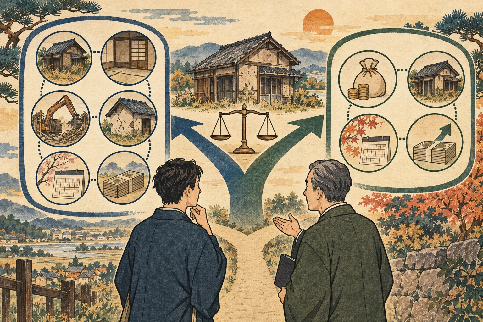 相続空き家の特別控除と取得費加算を条件・期限・税額で比較する様子