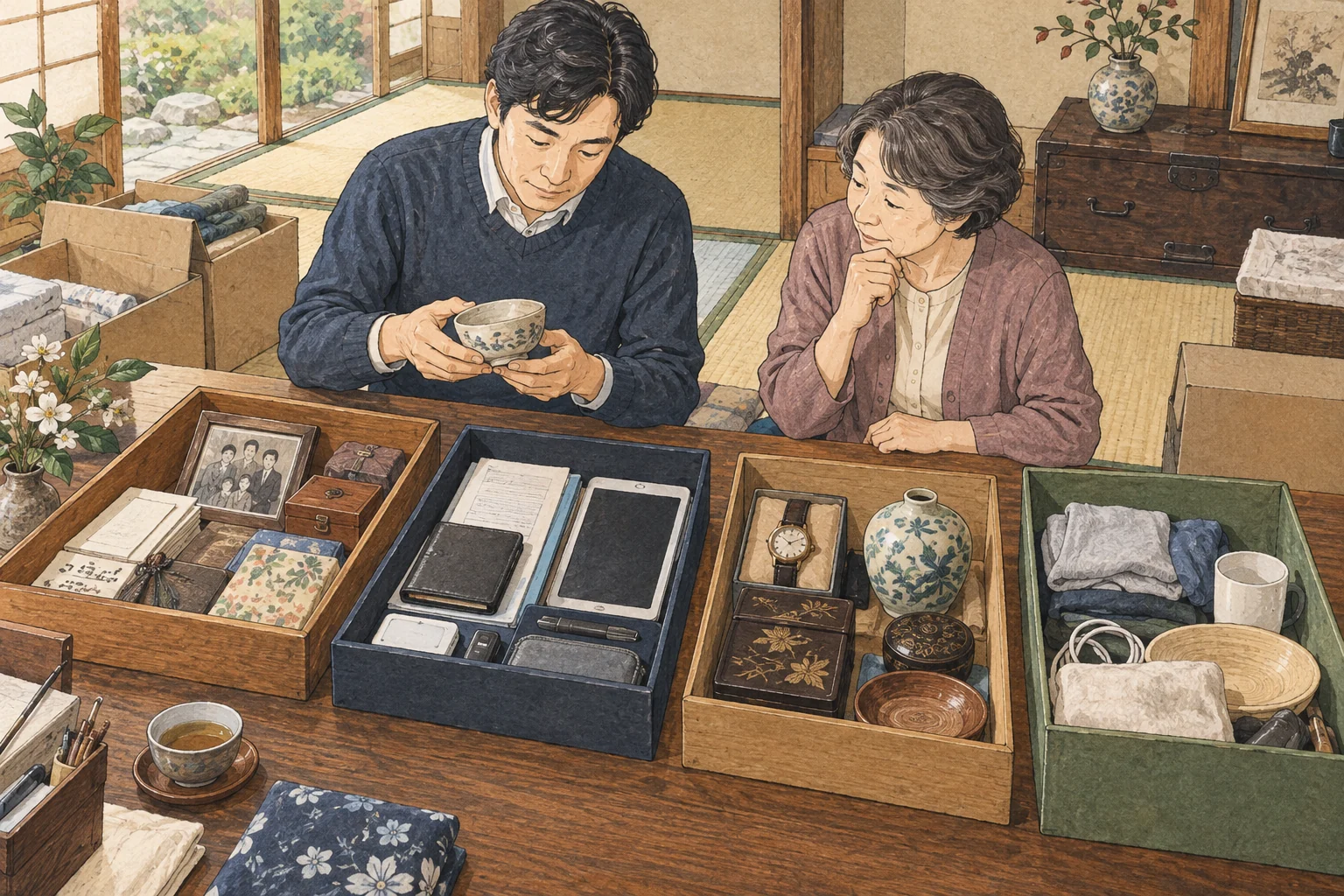 実家の品物を所有者確認と査定と処分に分ける人